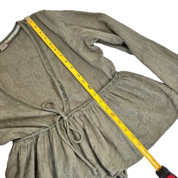 Anthropologie Anama Boho Khaki Banded Waist Blouse - Picture 8 of 9